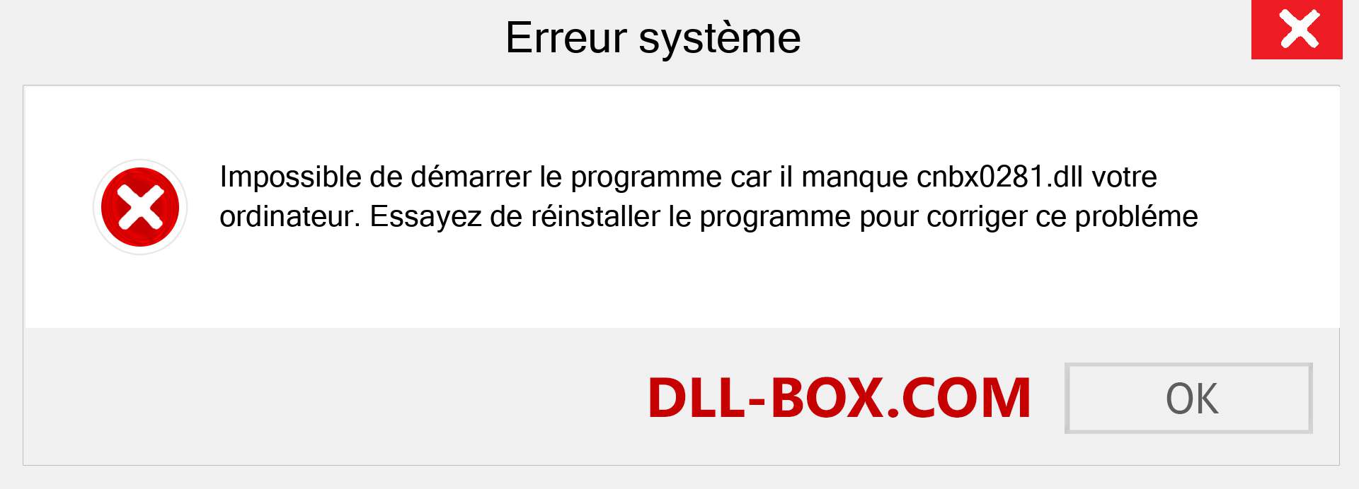 Le fichier cnbx0281.dll est manquant ?. Télécharger pour Windows 7, 8, 10 - Correction de l'erreur manquante cnbx0281 dll sur Windows, photos, images